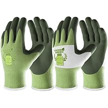 COOLJOB 2 Pairs Toddler Gardening Gloves for Boys Girls Age 2-4, Rubber Coated Small Children Kids Yard Work Gloves Think Green XXS