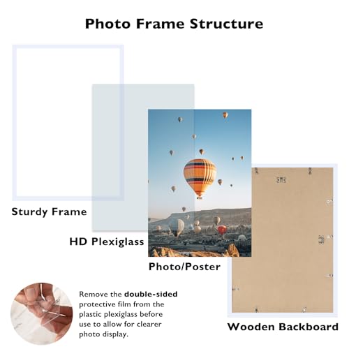 Image of JCJMY 17x22 Picture Frame White for Wall Hanging, Wall Mounting Horizontally or Vertically, 17 x 22 Wall Gallery Poster Photo Frame with Durable Shatter Resistant Plexiglass, White
