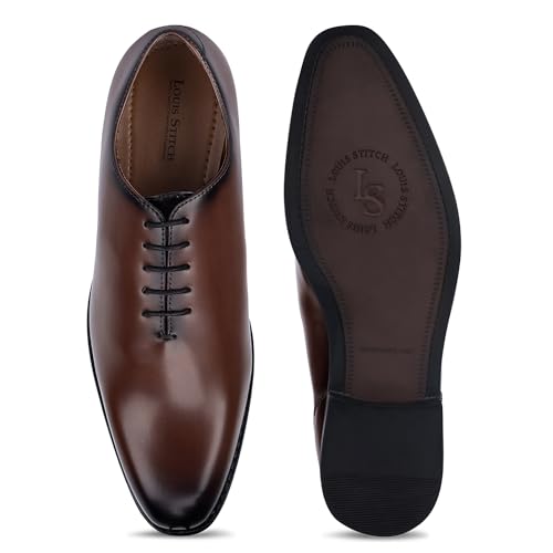 Image of LOUIS STITCH Formal Shoes for Men | Handmade Lace-Up Derby Formal Shoes | Dual Tone Patina Finish | Breathable Lining | Office, Party LSSXWC