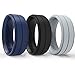 Silicone Weddings Rings for Men by ARUA. 3-PACK. Comfortable and Durable Rubber Wedding Bands for Sports, Gym, Outdoors. 2mm thick. Black, Grey, Dark Blue.