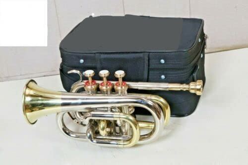 Great Pocket Trumpet Nickel And Brass Bb Pitch With Hard Case Bag And Mouthpiece #TOP2