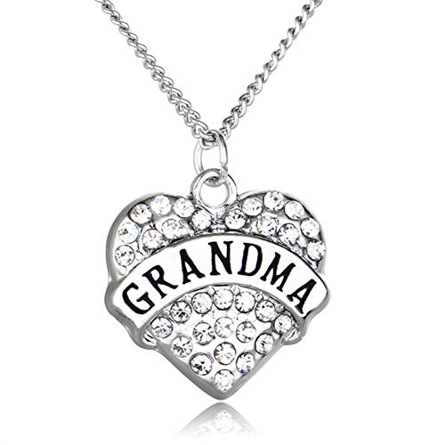 ShiQiao Spl Grandma Gifts, Heart Pendant Necklace Grandma Necklace from Granddaughter Grandson Best Family Birthday Christams Gift for Mama