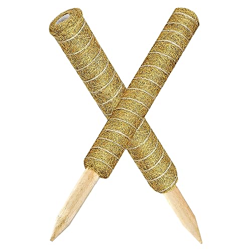 ASAB 2 Pack Moss Pole for Monstera Cheese Plant, Natural Fibre Strong Coconut Coir Pole, Breathable Moisture Absorbing Totem Pole, 16 Inch, Brown