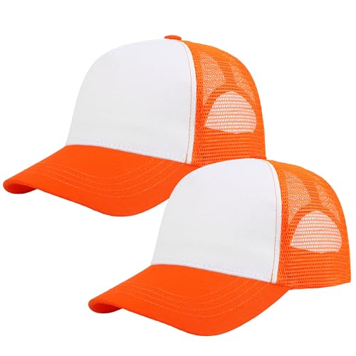 Image of Falari 5-Panel Mesh Baseball Cap, Trucker Hat, Structured Plain Design, Cotton, Adjustable Size
