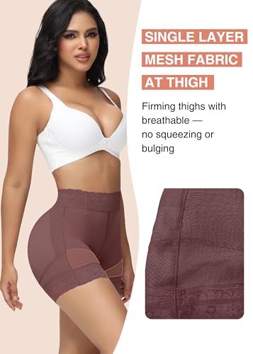 Image of SHAPSHE Butt Lifter Shapewear Shorts for Women, High-Waist Tummy Control | 4 Flexible Waist Stays | Silicone Waist & Leg Grips | Contoured Back Seams | Mesh Thigh Panels | Lace-Trimmed Leg Hem