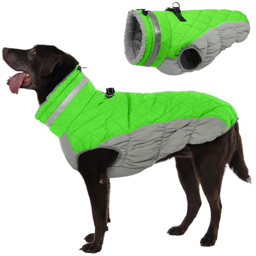 Image of Waterproof Large Dog Coat, Warm Dog Jacket with Harness Built in 2XL