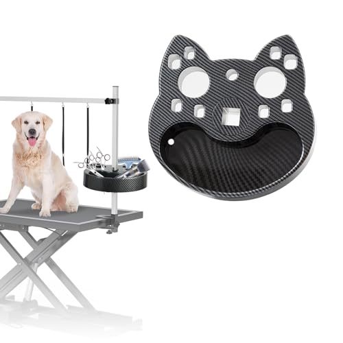 Image of Pet Grooming Organizer for Scissors Brushes and Tools Holder - Portable Rotatable Dog Grooming Table and Arm Stand Tools(Carbon Fiber Cat Head)
