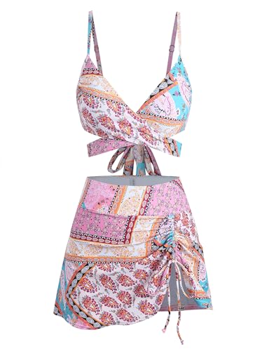 ZAFUL Women's Bikini Set Two Piece Swimsuits Criss Cross Push Up High Waisted Tummy Control Bikini Sexy Tie Bathing Suit2