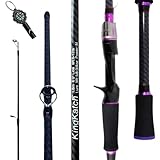 KingKatch 24-Ton Carbon & Fiberglass Spinning/Casting Rod, Lightweight 2-Piece Sensitive Fishing Rod with Ceramic Guides & Split-Grip Handle for Bass, Trout, Pike