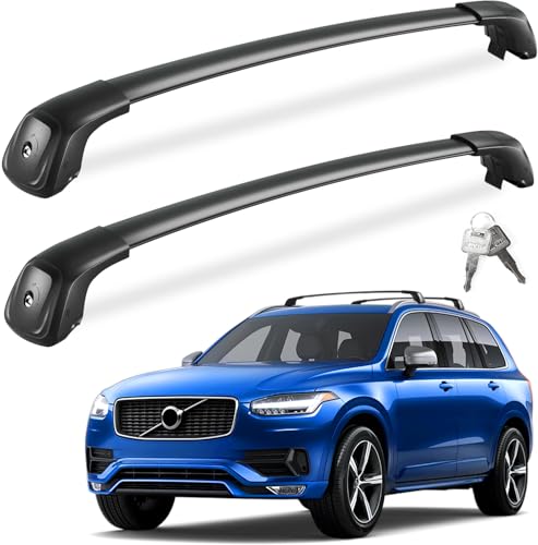 FengYu Lockable Roof Rack Cross Bars 260lbs Compatible with Volvo XC90 XC-90 2016-2025,Heavy Duty Aluminum Roof Rails Crossbars Cargo Bars Canoe Snowboard Rooftop Black Carrier Luggage