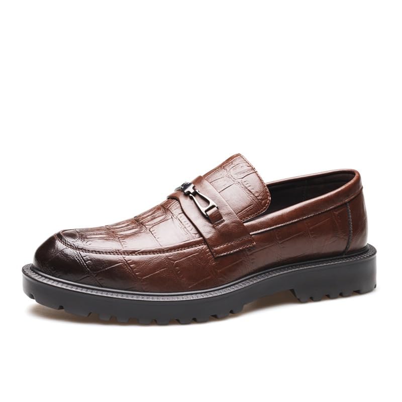 Men's Fashion Crocodile Pattern Dress Shoes Slip-On Loafers Formal Business Casual Moccasins Driving Leather Shoes2