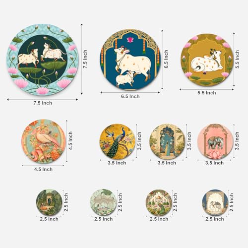 Image of RADIQORE Set of 11 Designer MDF Wooden Wall Hanging for Home Decoration | Office | Gift | Wall Decor Hanging Items | Wall Art | Living Room | Bedroom (COW)