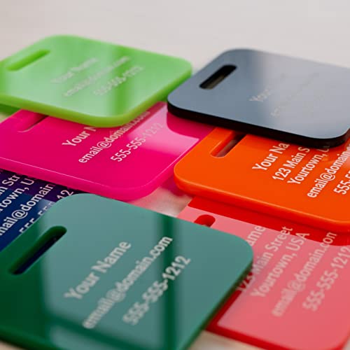 Custom Laser Etched Acrylic Tags For Luggage, Backpacks And Bags With Your Personalized Text, 2"X2" (Lime) #TOP6