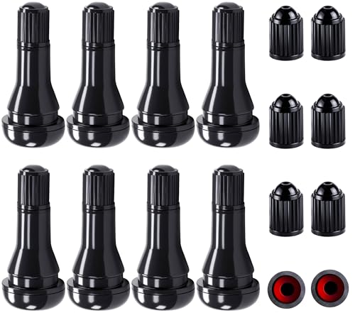 MEAJOO 8PCS TR413 Tubeless Tire Valve Stems, Snap-in Rubber Valve Stems for 0.453 Inch Rim Holes, Replacement for Car Tubeless Tires, with 8Pcs The Upgraded Version Tire Valve Stem Caps