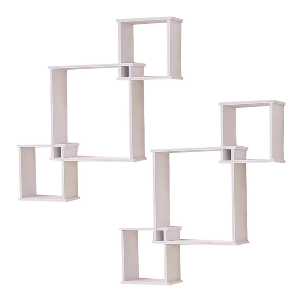 Étagère flottante carrée bois blanc 120cm solide lot de 2