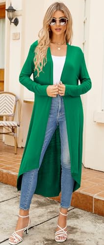 Image of Newchoice Womens Long Cardigan Summer Casual Draped Open Front Lightweight Long Sleeve Cardigan Duster with Pockets