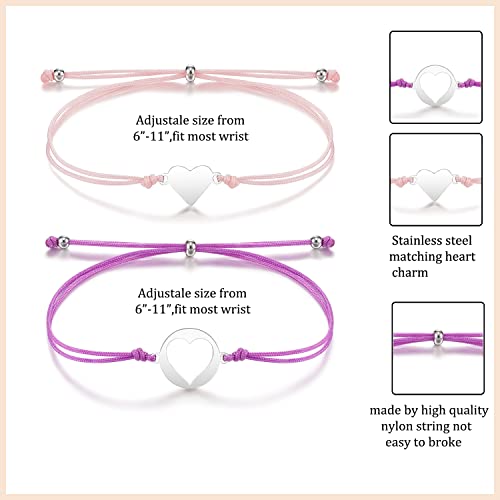 MANVEN First Day of School Bracelets for Mom and Daughter Back to school Gifts Mommy and Me Mother and Daughter Bracelets Matching Heart Wish Bracelets (Colorful)4