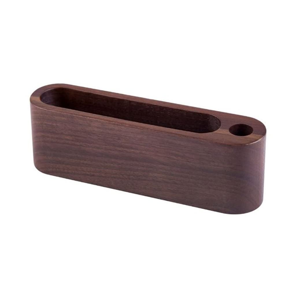 MOBYGKFY Black Walnut Beech Wood Stand Office Desk Wooden Business Card Holder Organizer Pen Storage Box