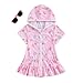Girls Swim Cover Up Kids Swimsuit Coverup Terr𝐲 Zip-Up Beach Bathing Suit Wra𝐩s with (Light Pink, 18-24 Months)