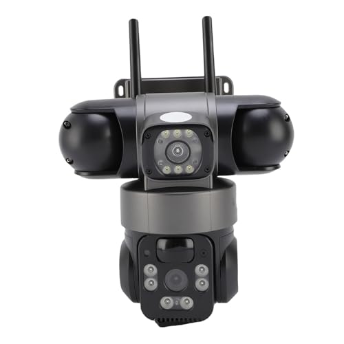 VELATEMOR Triple Lens Security Camera, system di Sorveglianza per Esterni 4G a Energia Solare, Vista HD a 2 MP a 3 Vie, Rilevamento del Movimento, Talk a 2 Vie, (Versione Asia Pacifico)