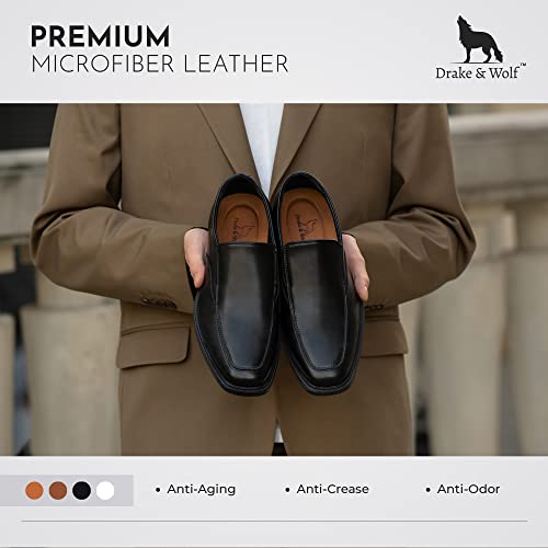 Drake & Wolf Mens Loafers Shoes - Mens Dress Shoes - Classic Manmade Microfiber Leather Loafers For Men Casual Dress Shoes - Comfortable Slip On Dress Shoes For Men - Formal Shoes Black #TOP2