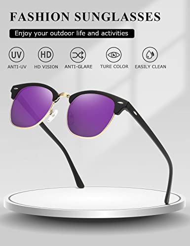 Image of AEVOGUE Polarized Semi Rimless Sunglasses for Men Women, Retro UV400 Sun Glasses for Driving Outdoor