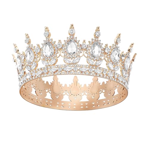 Rainway - Rainway Couronne Dorée, Élégante et Scintillante, Diadème de Princesse, Pour Femmes et Filles, Diadème de Fête, Couronne d'Anniversaire pour Adultes, Pour les Vacances - -2%