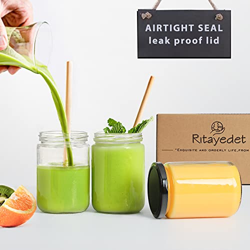 Ritayedet Glass Candle Jars With Lid, 12 Oz Wide Mouth Small Glass Jar, Canning Jars With Extra Black Stickers, Chalkboard Pen, Set Of 20, Dishwasher Safe #TOP3