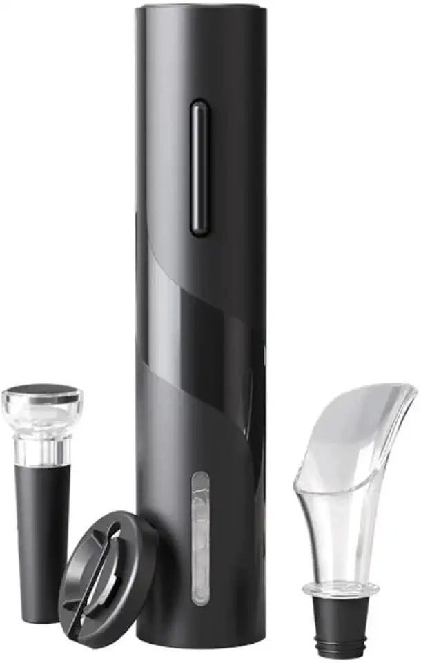 Kit Abridor de Vinhos Elétrico Automático, Saca Rolhas Profissional, Preto