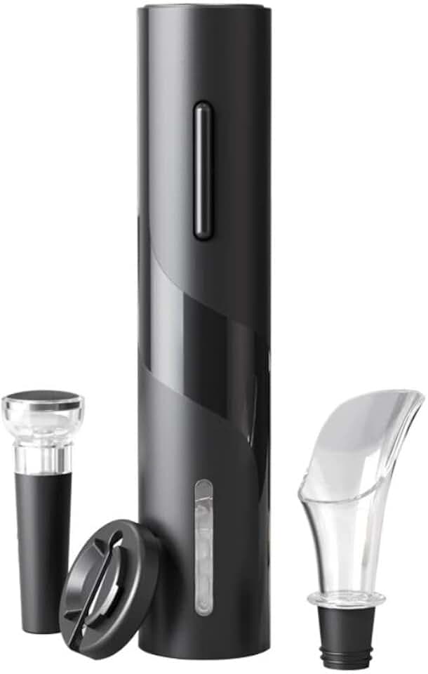 Kit Abridor de Vinhos Elétrico Automático, Saca Rolhas Profissional, Preto