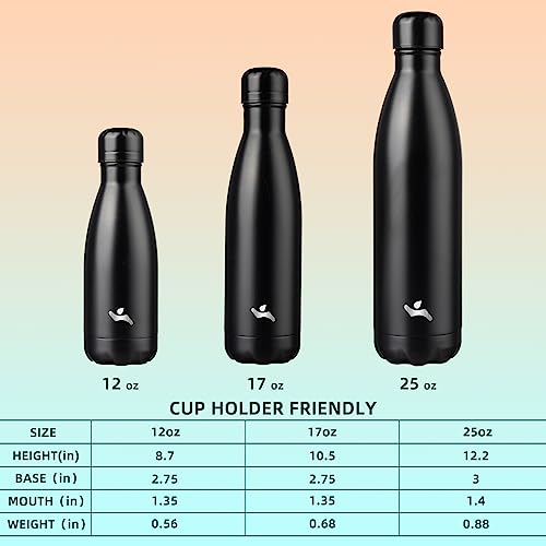 Image of Konokyo Insulated Water Bottles,12 oz Double Wall Stainless Steel Vacumm Metal Flask for Sports Travel,Midnight Black