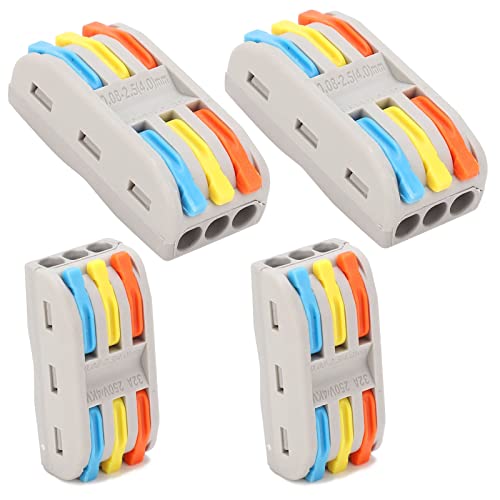 Image of Compact Splicing Wire Connectors - 3 to 3 Inline Electrical Connectors Blocks - Quick Wiring Cable Connectors (4pcs, 3 to 3 Inline, Multi)