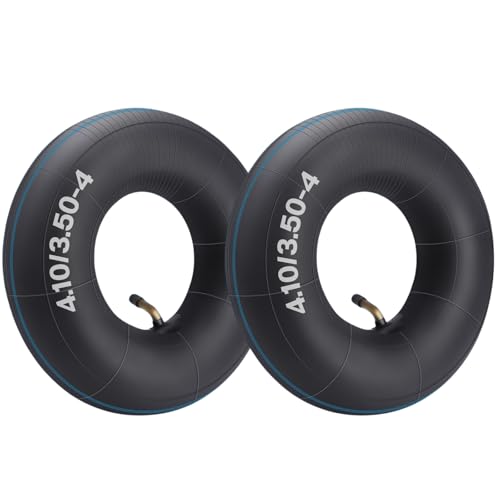 4.10/3.50-4 Chambre à Air de Pneu, 2 Pièces Heavy Duty 4.10 3.50-4/410 350-4 Chambre à Air Avec Tige Incurvée pour Tondeuse à Gazon, Chariot de 4