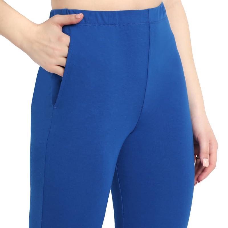 Image of ONE SKY Women Full Length Leggings | Cotton Modal Spandex Blend | High Waist Stretchable & Bio-Washed Fabric | Colour-Lock Technology | Comfortable Leggings for Women