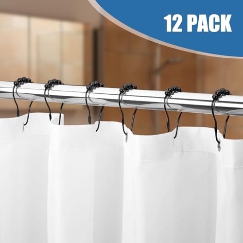 image for LifHap Shower Curtain Rings,Shower Curtain Hooks,Rust Proof Secure Loc