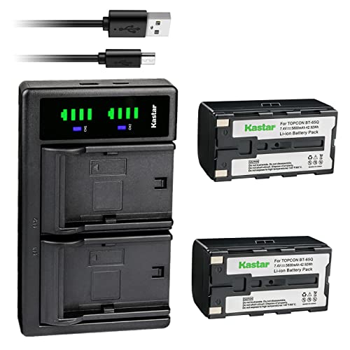 Kastar 2-Pack Battery & USB Charger for Topcon BT-60Q to BT-66Q