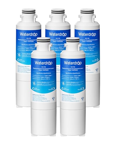Image of Waterdrop MIWF6200 Refrigerator Water Filter, Replacement for Midea® MIWF6200 Twist-in, Sharp SJWF200, SJG2254FS, Zline® MIWFT2100, Midea® Side-by-side Refrigerator Water Filter, 5 Pack