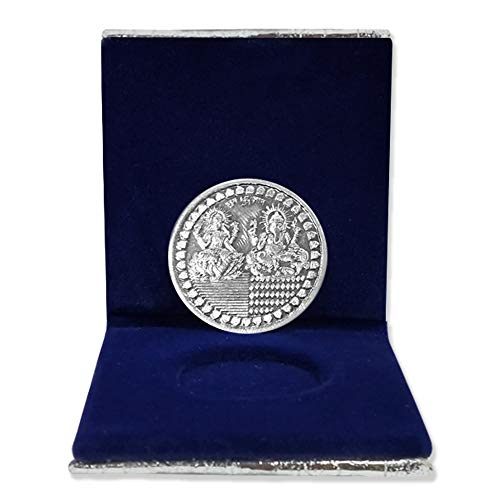 German Silver Coins 10 Grams Silver Plated for Diwali Gift Items for men, women, staff, customer, clients, corporate with Velvet Gift Box (Pack of 5)