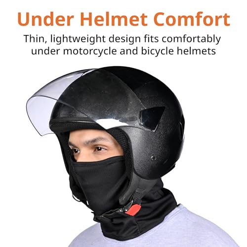 Image of FOVERA Full Face Helmet Mask for Bikers - UV Protection Balaclava for Men & Women - Breathable Head Cover for Sun, Dust & Pollution - Under Helmet Liner for Riding (Mix)