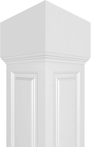 Miniatura 4 de Ekena Millwork CC1208ENRMIMI Craftsman Kit de columna de PVC cuadrado clásico no cónico con panel elevado de PVC, capital de misión y base de