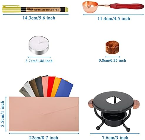 736Pcs Wax Seal Kit, WEWINK CUKOO Wax Sealing Beads with 4 Pcs Tea Candles, 8 Pcs Envelopes, 2 Pens, A Wax Seal Warmer, A Wax Spoon for DIY, Crafts Decora (24 Colors)