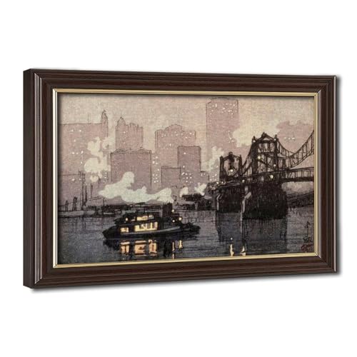 Toile Evening in Pittsburgh Hiroshi Yoshida pour effacer la monotonie