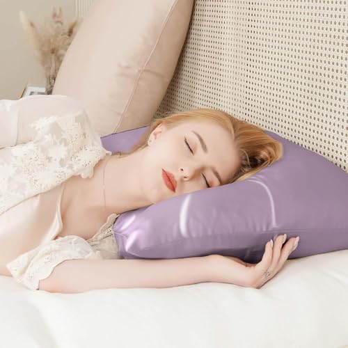 Image of RAGGLE Satin Silk Pillowcase for Hair and Skin Standard Size 18 inchX 28 inch with Soft Breathable Smooth Cooling Pillow Covers for Sleeping or Pillow Protector (2, Rose Pink)