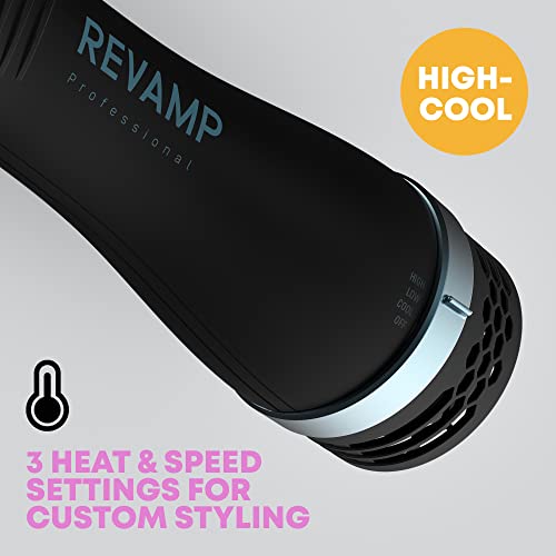 Revamp Progloss Perfect Blow Dry Volume & Shine Hot Air Styler – Hair Dryer Brush For Wet Or Dry Styling – Ceramic Barrel Infused With Progloss Oils For Frizz-Free Shine – Auto-Off & 9’ Swivel Cord #TOP3
