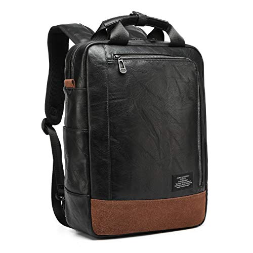 [グッシオ ウォーモ] 2WAY リュック × 手提げバッグ キャリーオンバッグ 父の日 大容量 薄型 PUレザー 撥水 ビジネス カジュアル メンズ (ブラック)