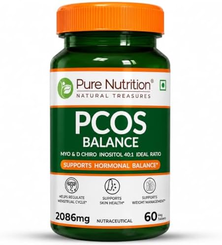 Pure Nutrition PCOS Balance Supplement for Women | 40:1 Ratio 2000mg Myo-Inositol to 50mg D-Chiro-Inositol, Helps Regularise Periods, Supports Hormonal Balance & Weight Management - 60 Vegetarian Tablets