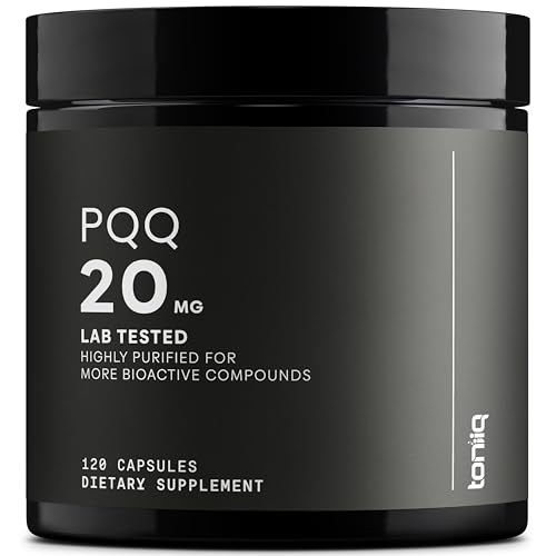 Toniiq 99%+ 20mg Supplement - Ultra High Purity PQQ 20mg Concentrated Formula - PQQ 20 mg 120 Capsules - Pyrroloquinoline Quinone Supplement - 1 Capsule Serving - Vegetarian Capsules