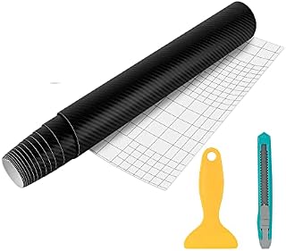 Wilktop 4D Carbon Foil Sticker, 4D Car Foil Carbon High Glossy Vinyl Car Foil Car Wrapping Foil 0.19mm Car Foil (30 x 200cm) Black