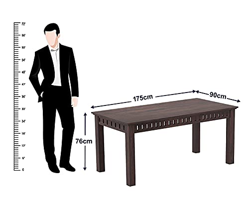 Image of SHRI MINTU'S ART Solid Sheesham Wood Dining Table 6 Seater | Six Seater Dinning Table with 4 Chairs & 1 Bench for Home | Dining Room Sets for Kitchen & Restaurants | Chairs with Cushion | Walnut Brown