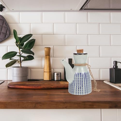 Aceitera de cerámica y madera con diseño único de estilo simple 5